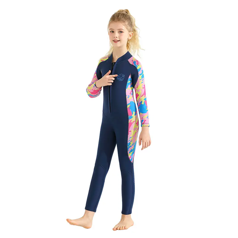 Roupa de mergulho de neoprene para crianças, roupa de mergulho de manga comprida de 2,5 mm, à prova de sol, frio e quente para meninos ou meninas