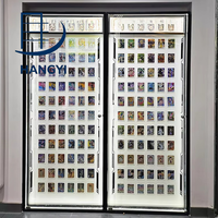 Vitrine murale Hangyi avec éclairage LED pour cartes à collectionner, verre verrouillable, métal, pour cartes gradées PSA, présentoir pour boutique TCG