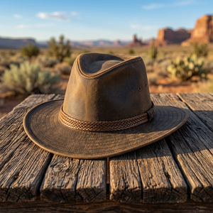 Unisex Eco-Friendly Genuine Leather Cowboy Hat Custom Size Trending Fashionable Party Cap Casual Travel Beach Cycling Four - Product Image 1