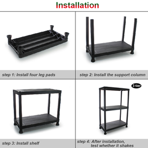 Estante de almacenamiento de PP extraíble de tres niveles negro moderno Estante de tres capas conveniente y estable - Product Image 5