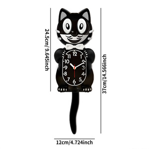 Horloge murale en quartz nordique mignonne avec queue de chat qui bouge et design de chaton en mouvement pour la décoration de la maison et du <span class=keywords><strong>salon</strong></span> - Product Image 4