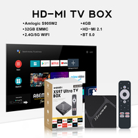 2024 más popular Amologic XS97 ULTRA Box S905W2 Android TV Set-Top con 4Gb + 32Gb y control de voz