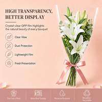 Kantong Bunga Tahan Air Cetak Gravure Grosir, Selongsong Bunga BOPP Trapesium untuk Florist Pernikahan