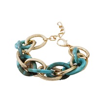 Gelang rantai chunky motif leopard warna-warni dari resin akrilik lucite multi-lapis Amerika Eropa