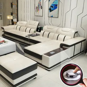 2023 giá rẻ phòng khách đồ nội thất ghế sofa sectionals L hình dạng da sofa Set với tùy chỉnh vật liệu chức năng bảng