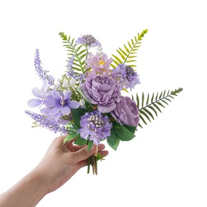 Bouquet de roses artificielles CallaFloral violettes, décoration de mariage réaliste, arrangement floral moderne, décoration murale, transfrontalier - Product Image 5