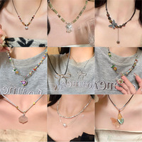 Collier papillon en imitation perle de cuivre haut de gamme, best-seller, pour femme, design sportif style Instagram, nouvelle chaîne en bambou légère