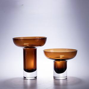 Vintage glass <b>vase</b> amber soot straight bottle model room living room flowers plant hydroponic <b>vase</b> <b>decoration</b> - Product Image 2