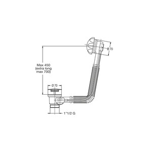 Colonna di Scarico Automatica Moderna in PVC Cromato con Filtro in Acciaio Inox e Ottone per Vasca da Bagno - Product Image 2