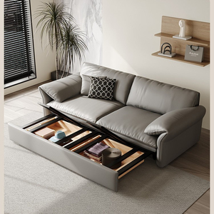 Sofá Cama Convertible Extensible Reclinable con Almacenamiento |   Sofá Cama Extraíble de Cuero Sintético para Apartamentos Pequeños, Multifuncional para Sala de Estar - Product Image 4