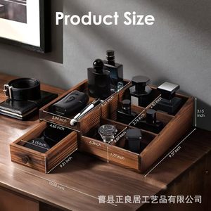 Wooden Perfume <b>Storage</b> Box Rectangle Open Top <b>With</b> Compartments Drawer Organizer For Bathroom <b>Dressing</b> <b>Table</b> - Product Image 2