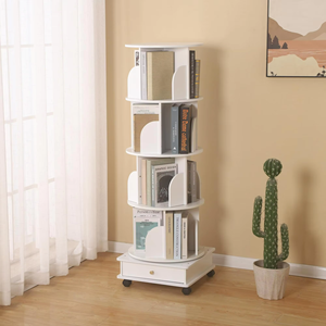 Libreria Girevole Moderna a 360 Gradi per Soggiorno in Legno Massello Semplici Mobili Contenitori e Scaffali in Legno - Product Image 2