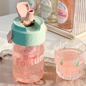 <b>Tea</b> <b>Infuser</b> Portable Plastic Girls Water Bottle with Straw Cute Printing Child Drink Water Bottle 550ml 700ml Custom Patterns - Product Image 1