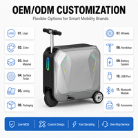 Scooter électrique intelligent avec bagage intégré, grande capacité 40L, valise 20 pouces avec porte-gobelet pour les voyages et les trajets quotidiens
