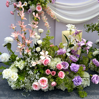 Ensemble de toile de fond de fleurs artificielles rose et violet mélangées, arrangement floral en soie pour mariage, fête, location, décoration de vitrine