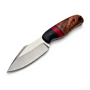 Cuchillo de acero inoxidable satinado de primera calidad con hoja de punta curva, herramienta multiusos resistente para campamento, mango híbrido de madera y resina - Product Image 1
