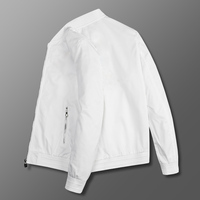 Veste Homme Blanche Unie à Col Revers, Légère et Fine, Entièrement Zippée avec Poches, Style Décontracté et Professionnel