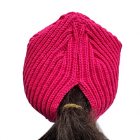 Bonnet tricoté pour queue de cheval et chignon désordonné, bonnet d'hiver pour filles, bonnets côtelés extensibles avec patch logo personnalisé, couvre-chef pour femmes