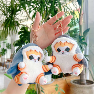 Sharkcat requin et sharkfork poupée en peluche petit pendentif drôle petit livre avec le même réseau rouge jouet en gros porte-clés anneau - Product Image 1