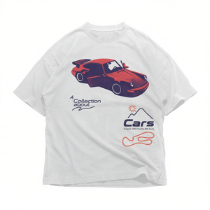 T-shirt vintage con grafica auto sportiva turbo, unisex, oversize, girocollo, manica corta, streetwear, ispirata alle corse. - Product Image 2