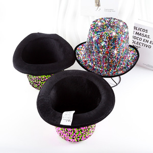 Chapeau Seau à Paillettes Vert Rose Coloré en Polyester – Accessoire de Mode au Style Individuel - Product Image 2