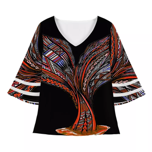 Groothandel Luxe Polynesische Tribale Print Vrouwen Blouses Elegante Zomer Stijlvolle Chiffon Shirts Voor Vrouwen Tops Modieuze Blouse - Product Image 4