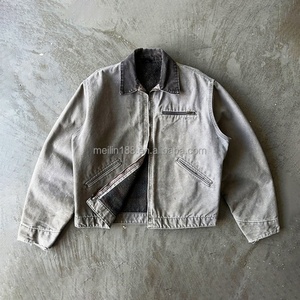 Custom Distress Vintage Duck Canvas Work Wear <b>Jacket</b> <b>Worker</b> Workwear Detroit Mechanic Carpenter Chore Work <b>Jacket</b> Men - Product Image 1