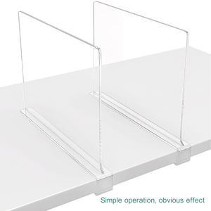 Étagères en bois pliables robustes et séparateur acrylique sac de livre diviseur d'étagère réglable en plastique placards de support de supermarché - Product Image 2