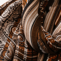 Grand châle vintage à motif vertical Paisley et fleur de cachemire, ton brun, style ethnique exotique, écharpe de voyage