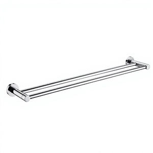Porte-serviettes double mural chromé en acier inoxydable pour salle de bain, idéal pour les hôtels et les buanderies - Product Image 3