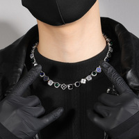Collier Hip Hop en laiton plaqué or pour hommes et femmes, zircon cubique glacé, trèfle à quatre feuilles, diamant, fleur, chaîne à la mode
