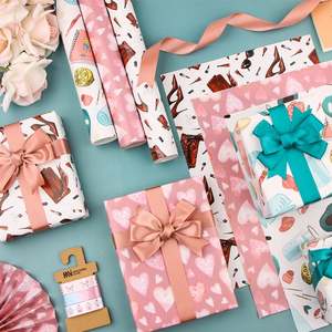 Wholesale Disposable 80g Mild Glossy Coated Silicone Virgin Pastel Dots <b>Stripes</b> Cute <b>Wrapping</b> <b>Paper</b> Roll - Product Image 3