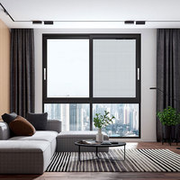 Marco de ventana de oficina de casa de diseño moderno Ventanas deslizantes horizontales Ventana deslizante de aluminio con mosquitera