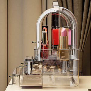 Organisateur de rangement cosmétique avec tiroirs, organisateur de maquillage en plastique translucide pour rouge à lèvres et produits de soin de la peau - Product Image 2