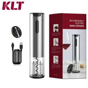 KLT Wholesale Custom Auto Bottle Opener Wedding Favor Cork Screw Wine Bottle Opener with Foil Cutter