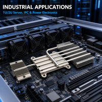 Module thermique personnalisé en cuivre avec caloduc et ailettes en aluminium nickelé pour le refroidissement des alimentations de serveurs 1U 2U et IPC