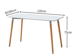 थोक चीन आपूर्तिकर्ता नया उत्पादन स्कैंडिनेवियाई लुक नॉर्डिक शैली 120 * 60 सेमी 120 * 80 सेमी आयताकार लकड़ी एमडीएफ डाइनिंग टेबल