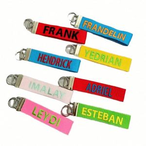 Fashion Canvas Cotton Belt Fabric Personalized Backpack Pendant Wrist Strap Embroidery Keychain - Product Image 1