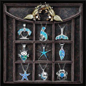 Collier pendentif tortue de <span class=keywords><strong>mer</strong></span> en opale bleue géométrique, plaqué argent, tendance, pour cadeau, fiançailles, femme, alliage, animal, plage - Product Image 3