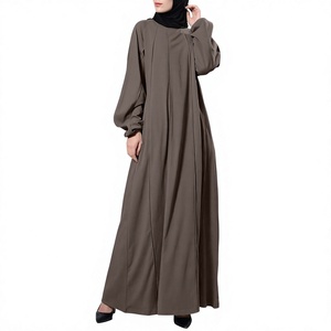 Women's Modest Abaya Long Sleeve High Neck Floor-Length Abaya Breathable Polyester Evening Formal Wear Modest Abaya - Product Image 1