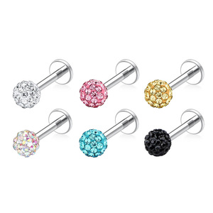 Piercing de lèvre en acier inoxydable avec strass et cristal pour cartilage d'oreille – Idéal comme cadeau - Product Image 5