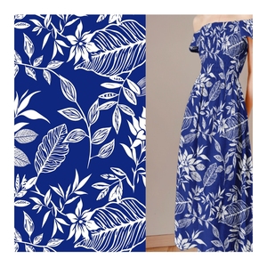 Precio barato hoja flor diseños serigrafiado 100% viscosa rayón tejido tela para vestido Hawaiano ropa de verano - Product Image 4