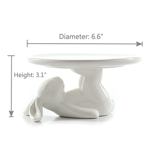 Alzata per Torte in Ceramica Bianca, Piatti per Dessert e Snack, <span class=keywords><strong>Porta</strong></span> Dolci a Forma di Coniglio, Decorazione Pasquale - Product Image 2