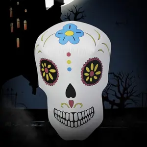 Hot selling pvc inflatable colorful Skeleton mask for helloween decoration