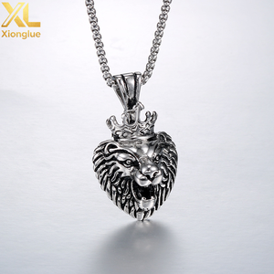 High Quality Hips Hop Classic Stainless Steel Titanium <b>Crown</b> <b>King</b> Charm Pendant Head Necklace for Men Jewelry - Product Image 1