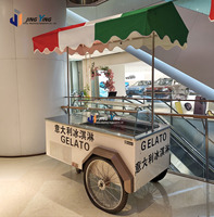 Chariot de présentation de gelato de style italien, chariot mobile de vente de crème glacée avec roues et auvent personnalisé, soudure électrique en métal