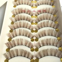 10 paires de faux cils bruns faits à la main, longs, épais, naturels, noirs, extensions de cils, outils de maquillage pour femmes