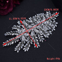 Vente flash 2024 WHD-067 Argent Or Applique en cristal de strass fait main sur mesure à coudre sur robe Feuilles pour mariage