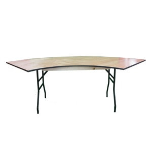 Table de banquet pliante en forme de s, pieds en fer en bois de serpentin en gros