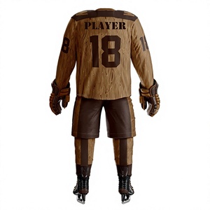 Uniforme de Hockey sobre Hielo Personalizado y Transpirable para Hombre, 100% Poliéster, Diseño con Textura de Madera, Impresión por Sublimación, Equipo de Protección, Talla Adulto - Product Image 3